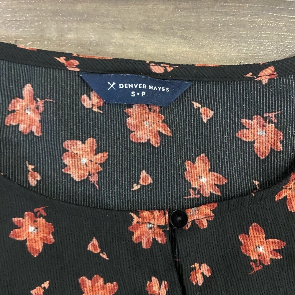 💗Floral Black and Orange Babydoll Top - Picture 3 of 3
